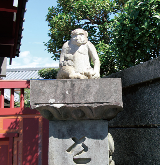 山門横にさる寺のシンボル 松源寺 山門横にさる寺のシンボル